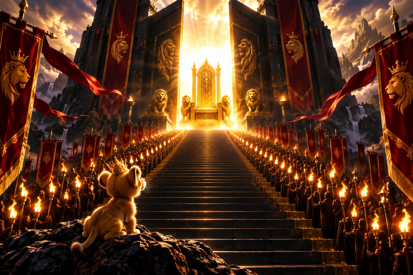 The great doors slide open and the golden throne is revealed